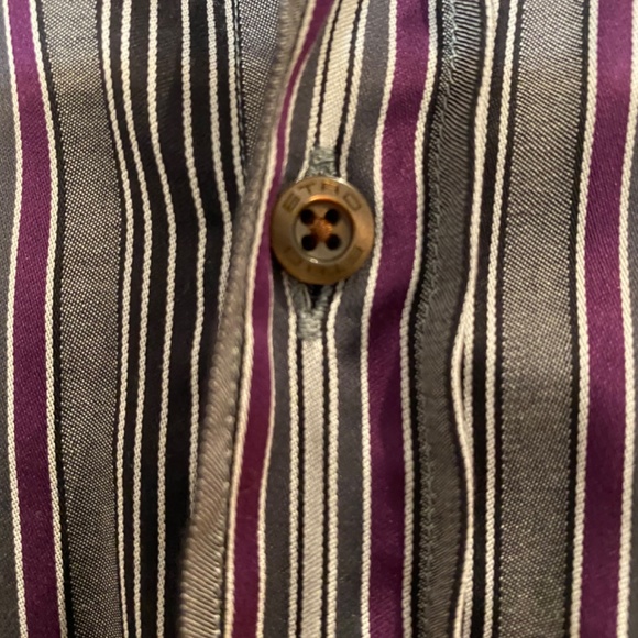 ETRO Mens Striped  Button Down Shirt Sz 41 - Picture 4 of 8